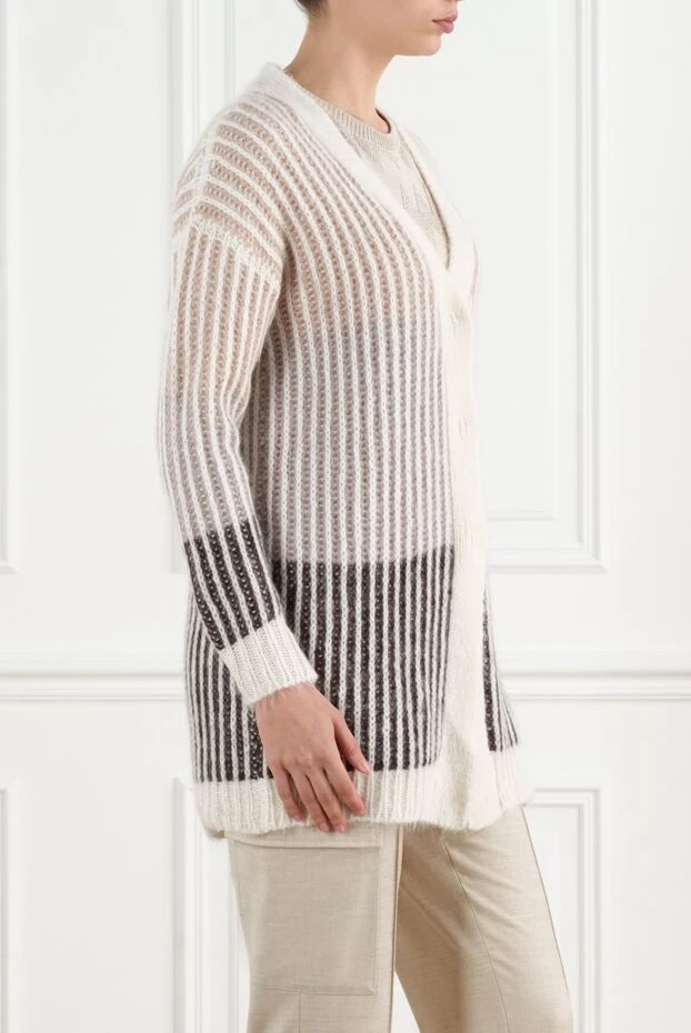 Peserico women's beige striped long cardigan 186444 - photo 3
