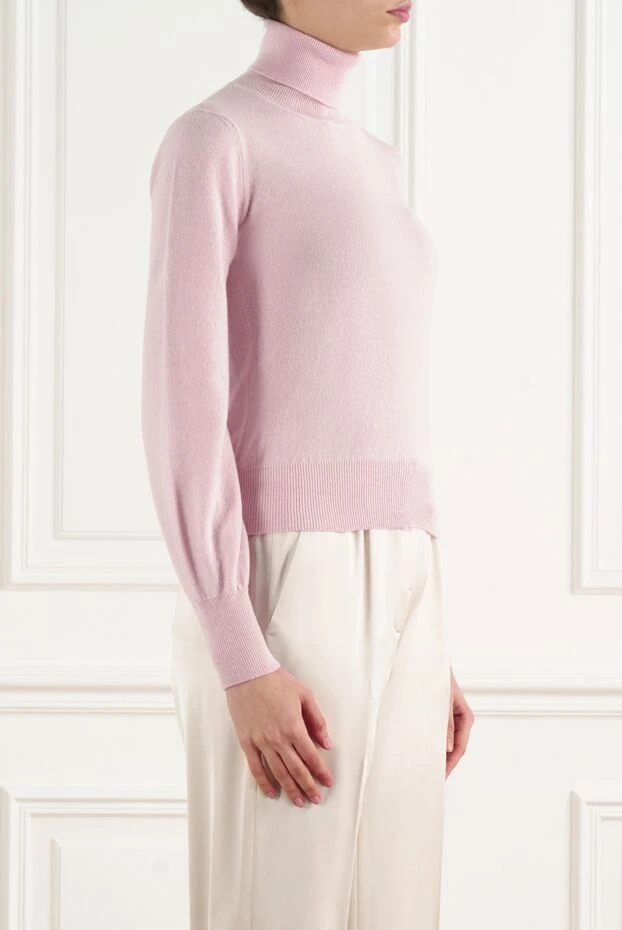 Peserico women's pink knitted golf shirt made of wool and cashmere 186445 - photo 3
