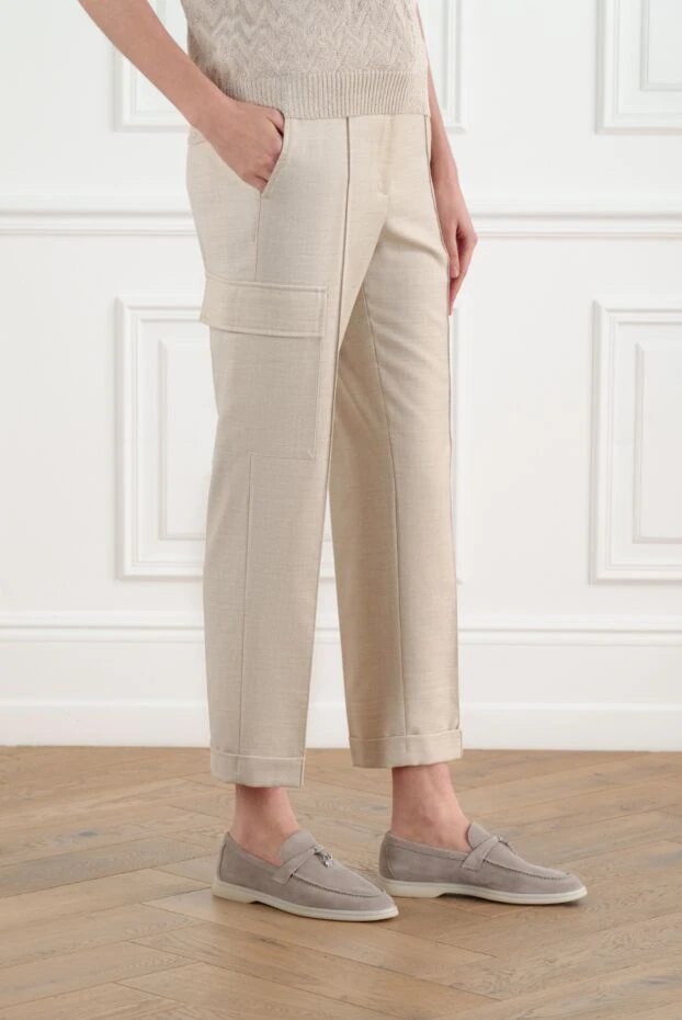 Peserico women's beige trousers with drawstrings and pockets on the legs 186448 - photo 3