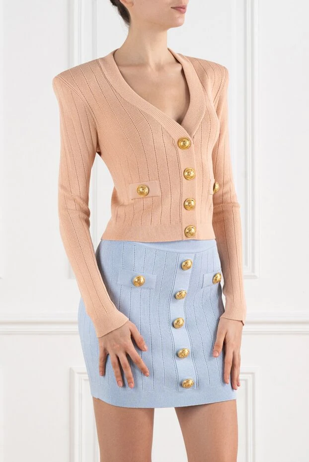 Balmain укороченный вязаный кардиган оранжевый женский 186456 - фото 3