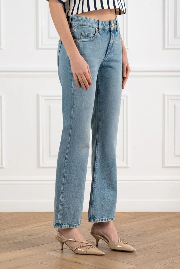 Balmain жіночі джинси розкльошені донизу сині 186483 - фото 3