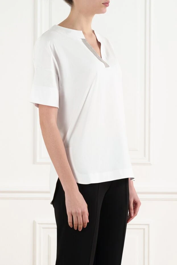D.Exterior women's white cotton blouse with short sleeves 186493 - photo 3