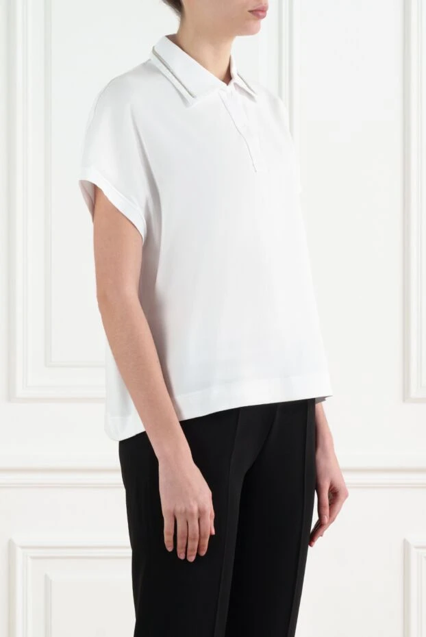 D.Exterior women's white polo with a stripe on the collar 186494 - photo 3