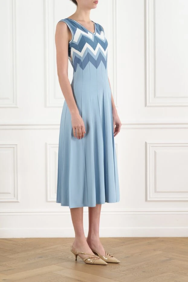 D.Exterior women's midi dress blue with v-neck 186502 - photo 3