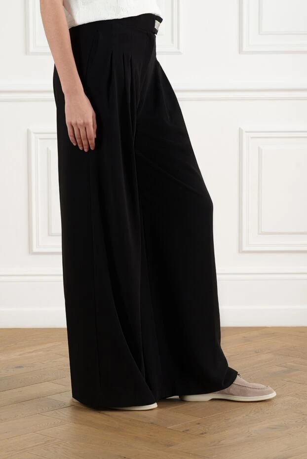 D.Exterior women's black wide trousers with elastic waist 186508 - photo 3