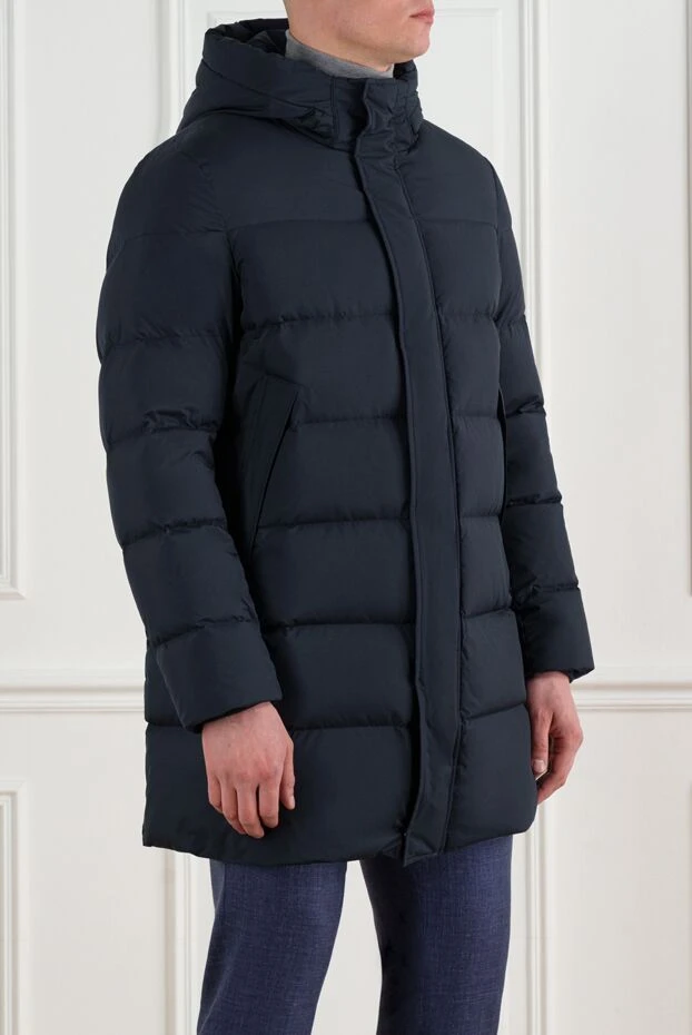 Corneliani men's mid-length down jacket, quilted blue 186521 - photo 3