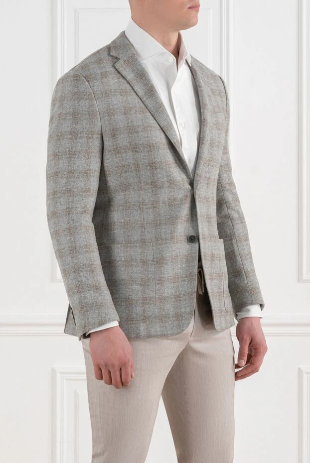 Corneliani men's wool and cashmere checkered jacket, gray 186537 - photo 3