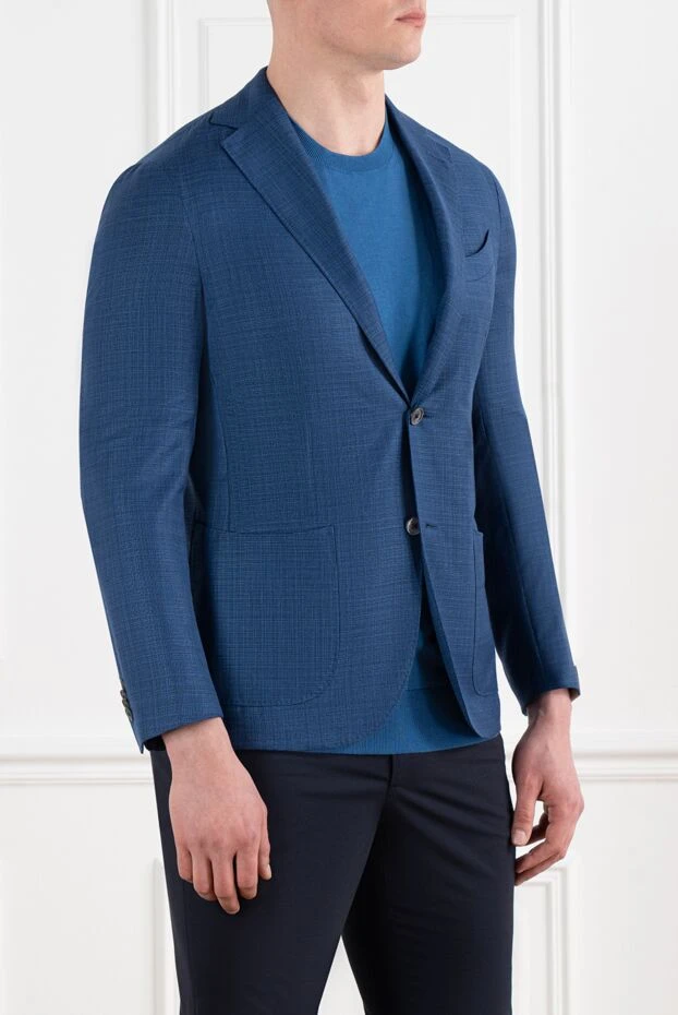 Corneliani голубой однобортный пиджак мужской из шерсти 186540 - фото 3