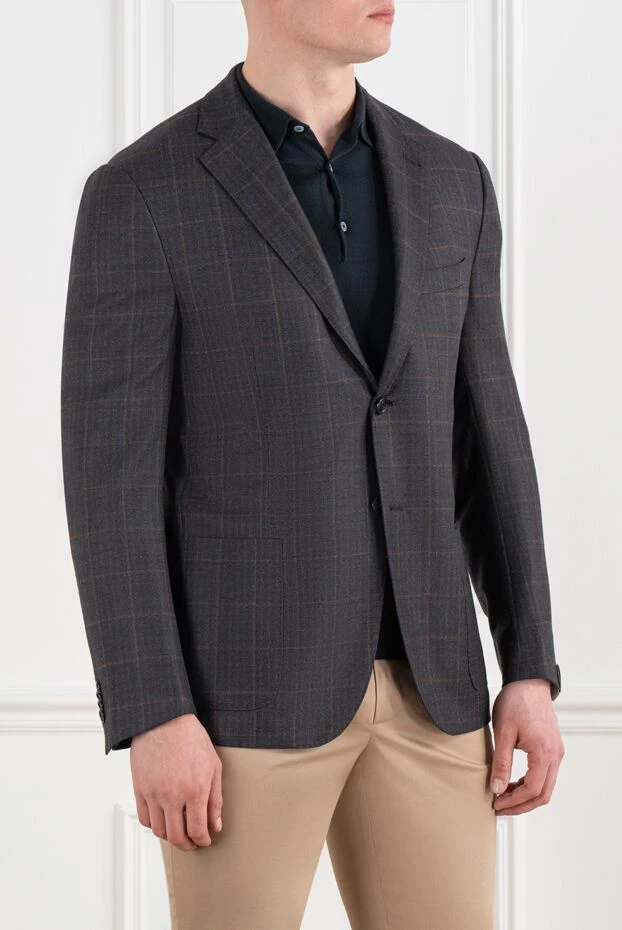 Corneliani men's jacket in brown checkered outer and cashmere 186543 - photo 3