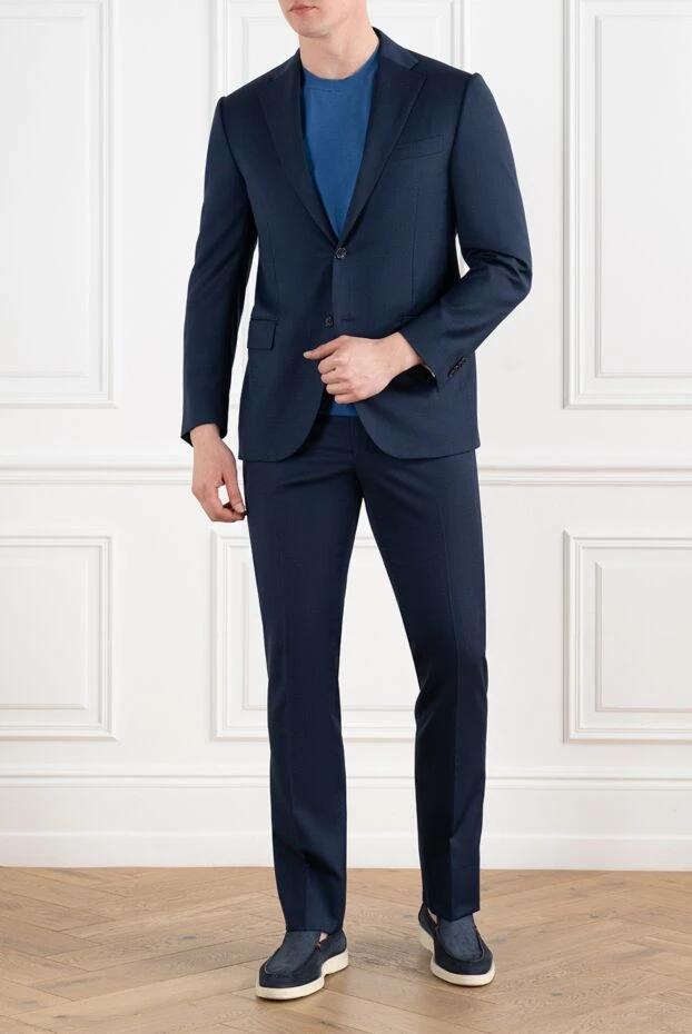 Corneliani стильный мужской костюм синий из шерсти 186547 - фото 2