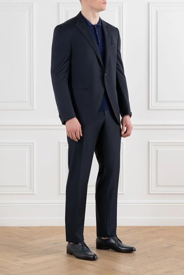 Corneliani men's single-breasted blue wool suit 186557 - photo 3