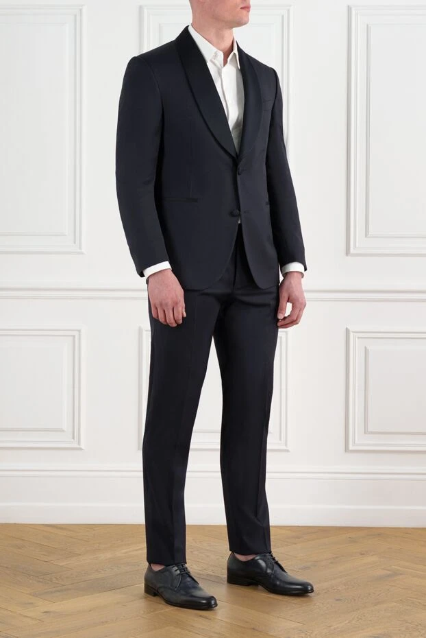 Corneliani dark blue men's wool suit 186560 - photo 3