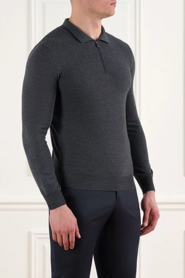 Corneliani polo with buttons in gray ultrafine wool 186590 - photo 3