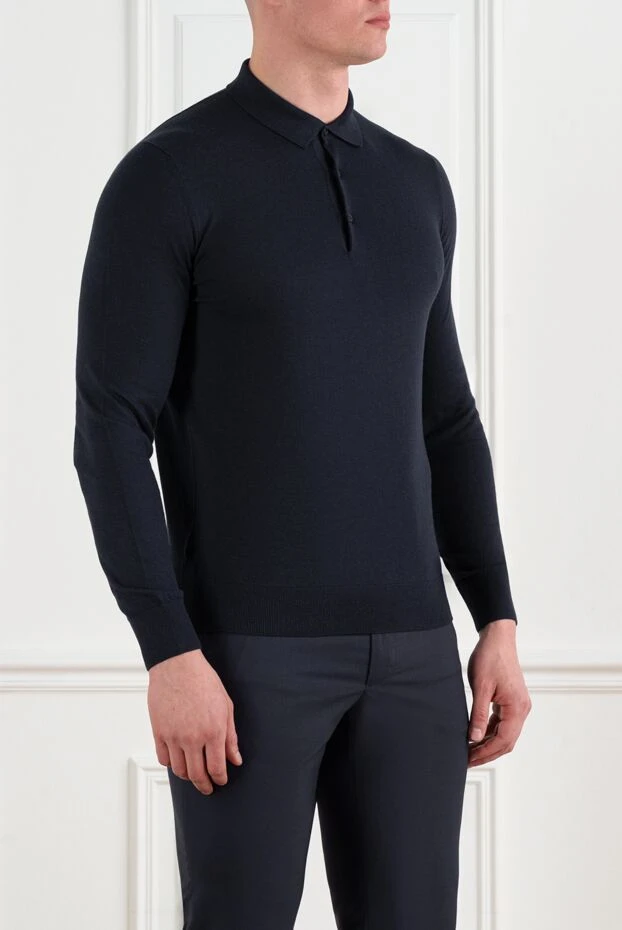 Corneliani blue polo with buttons and long sleeves 186596 - photo 3