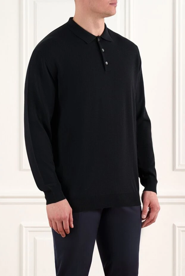 Corneliani men's black merino wool polo 186602 - photo 3