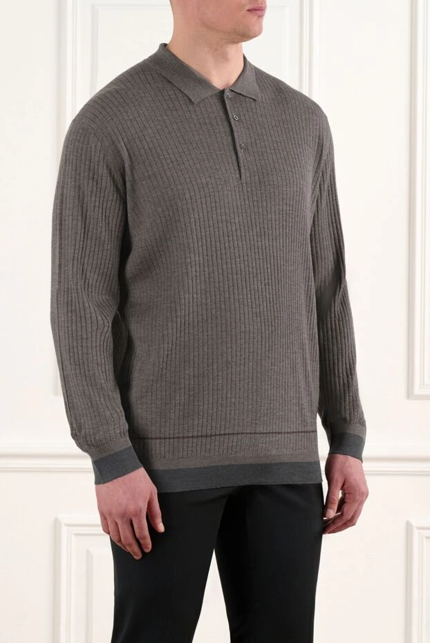 Corneliani men's brown wool long sleeve polo 186606 - photo 3