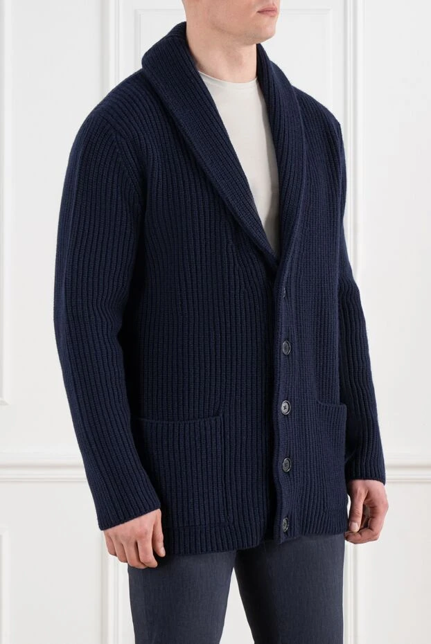 Corneliani men's blue wool cardigan with buttons 186608 - photo 3