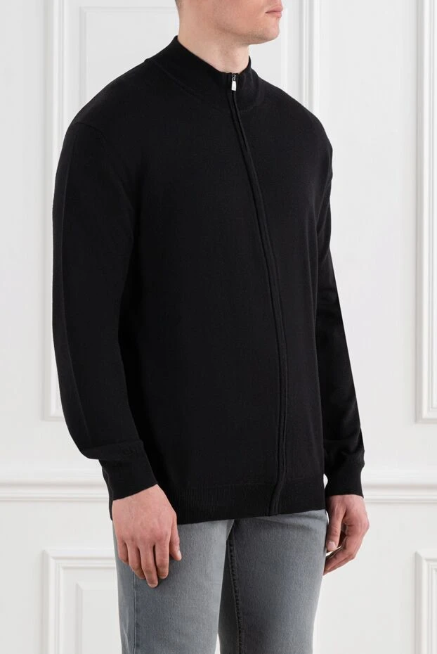Corneliani men's cardigan with zipper, wool, black 186609 - photo 3