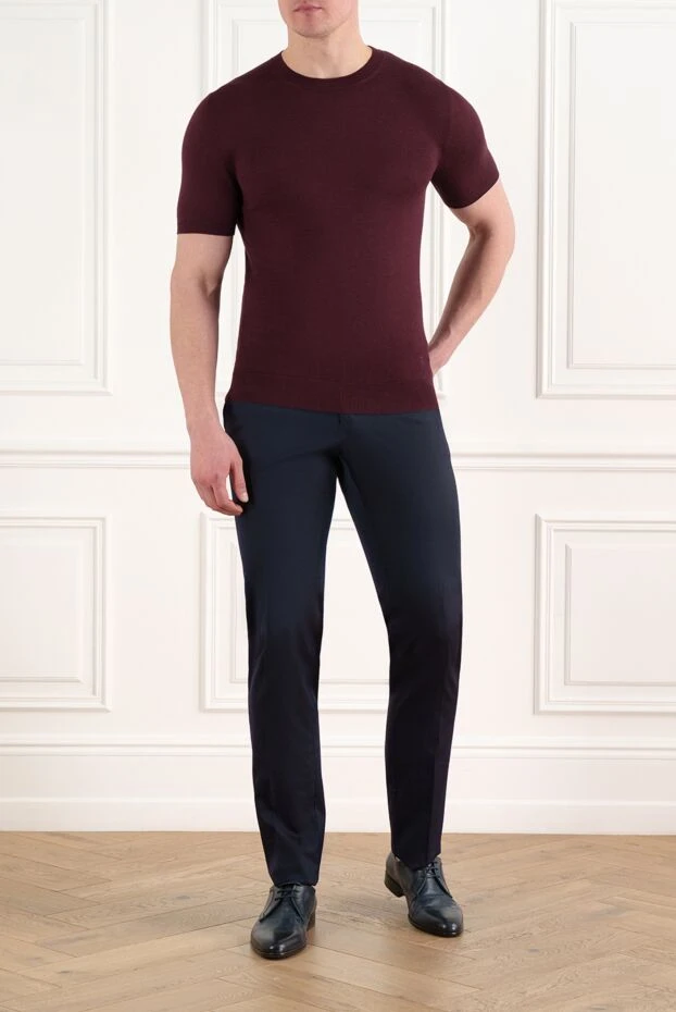 Corneliani теплый джемпер с коротким рукавом бордовый мужской 195787 - фото 2