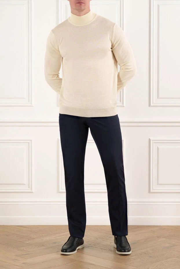 Corneliani men's white wool sweater with stand-up collar 186621 - photo 2