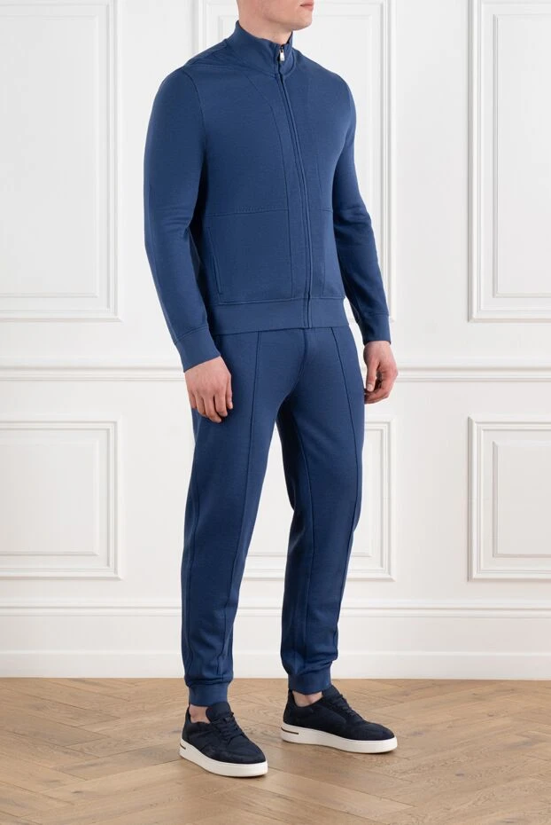 Corneliani спортивний костюм чоловічий синій на блискавці 186626 - фото 3