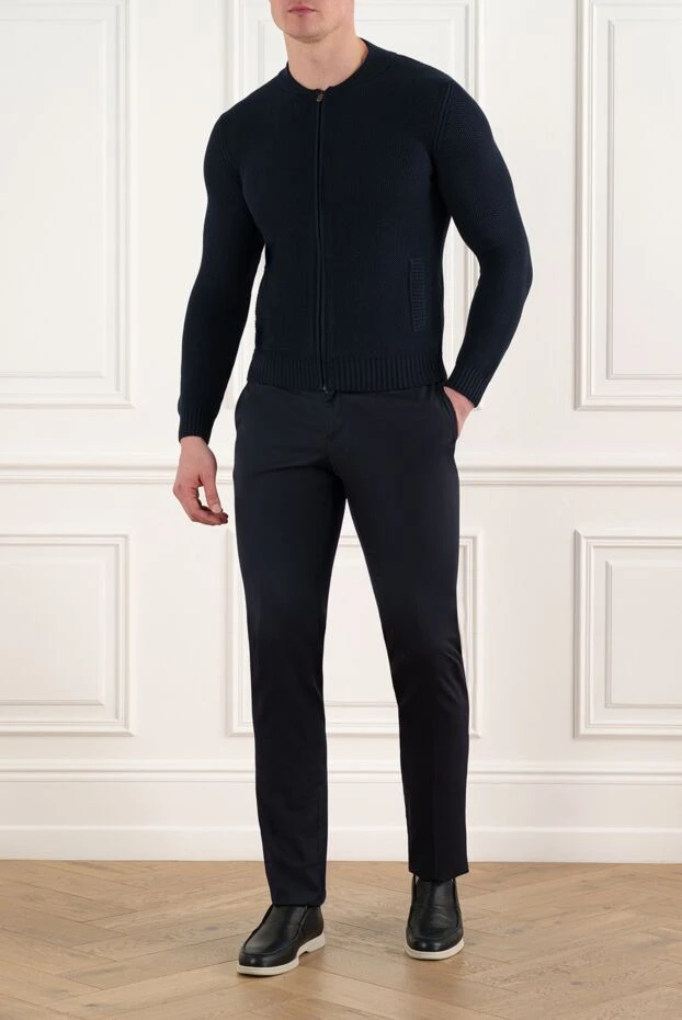 Corneliani men's cardigan with zipper, blue, silk and cotton 186627 - photo 2