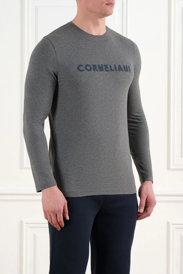 Corneliani мужской серый хлопковый свитшот с логотипом 186628 - фото 3