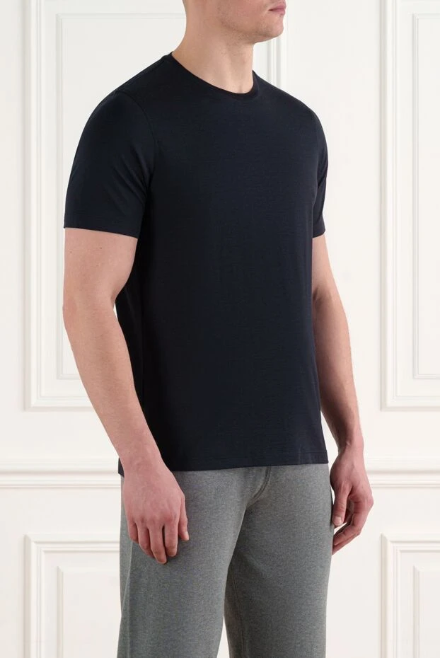 Corneliani синя футболка з джерсі чоловіча 186631 - фото 3