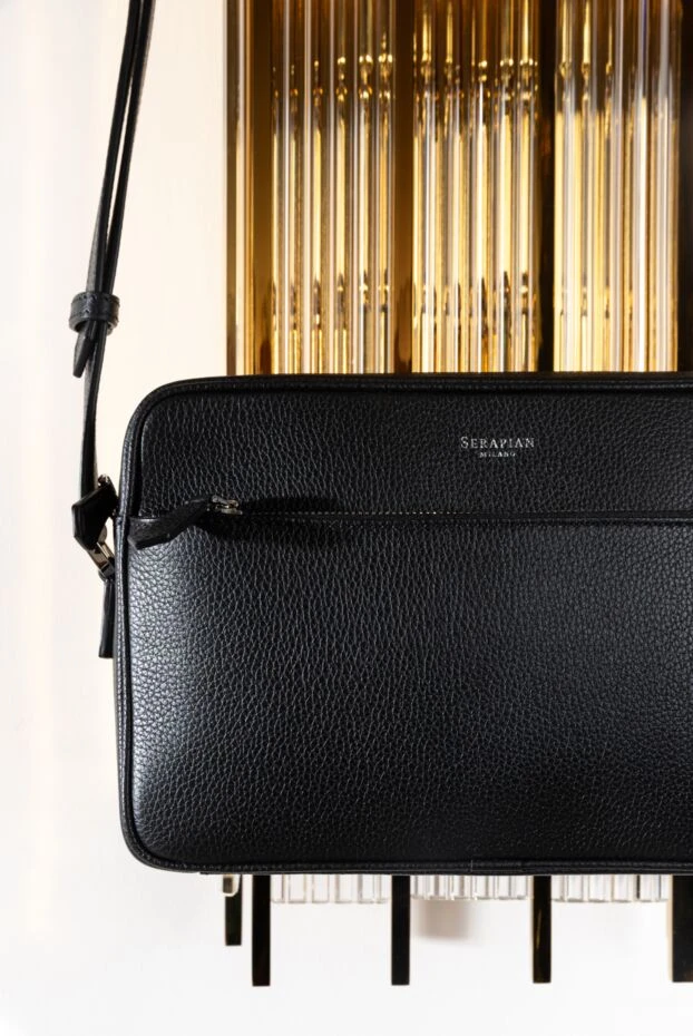 Serapian east west messenger bag in cachemire leather, black 186657 - photo 2