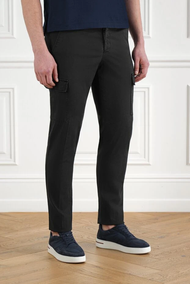Cesare di Napoli черные брюки комбинированные мужские 186678 - фото 3