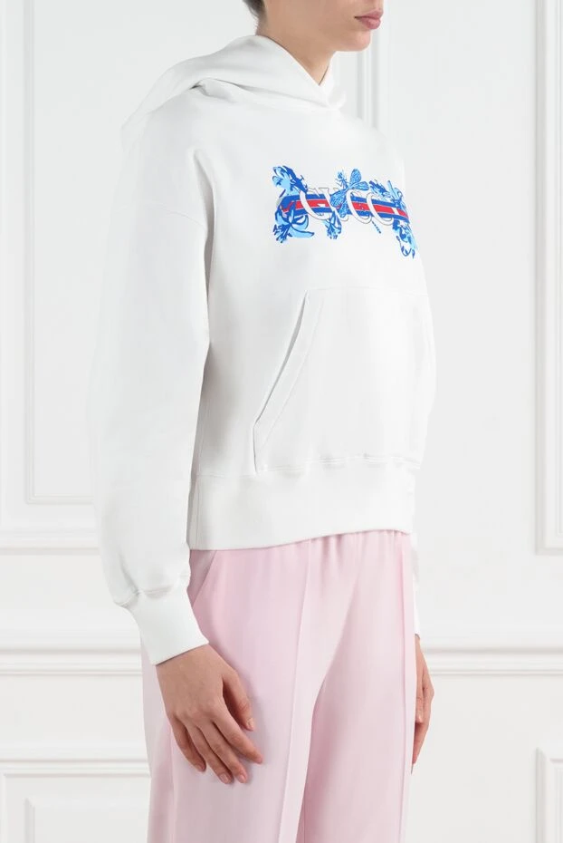 Gucci women's white cotton hoodie with logo 186682 - photo 3