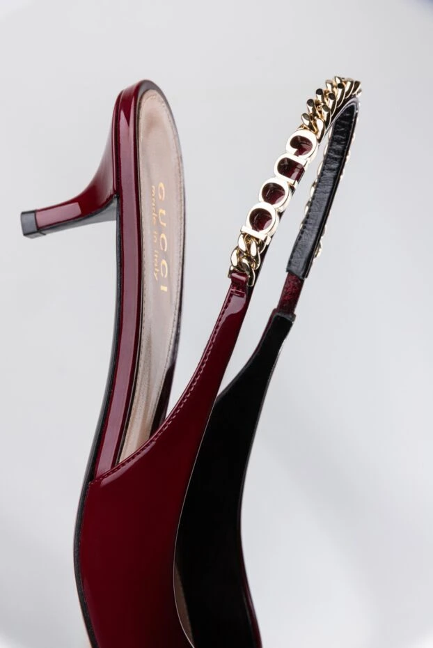 Gucci signoria open heel pumps burgundy patent leather 186690 - photo 2
