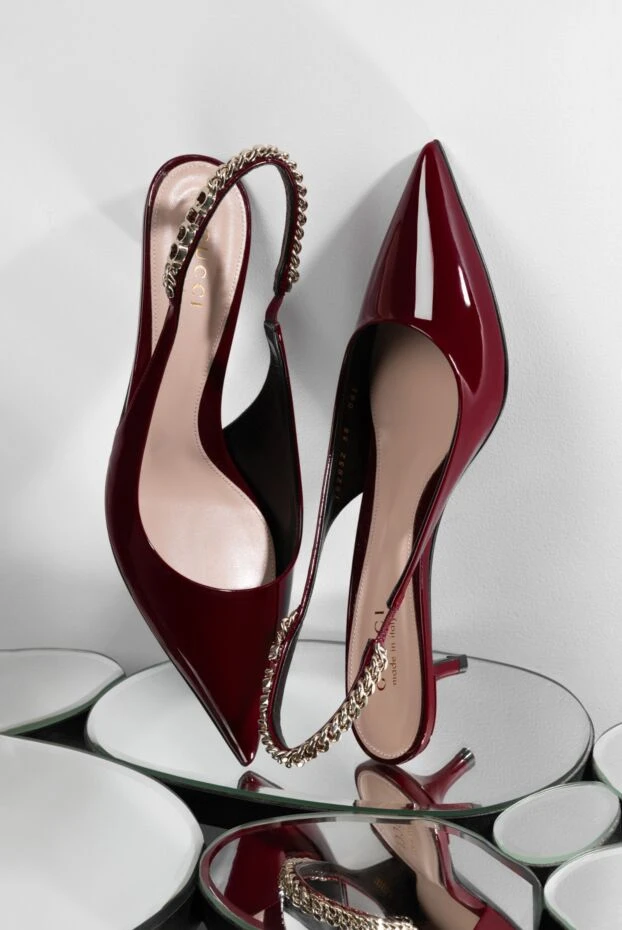 Gucci signoria open heel pumps burgundy patent leather 186690 - photo 3
