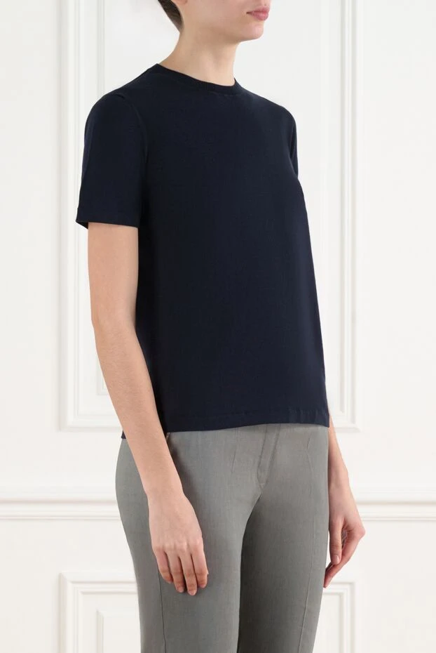 Loro Piana жіноча синя футболка з бавовни з логотипом 186710 - фото 3