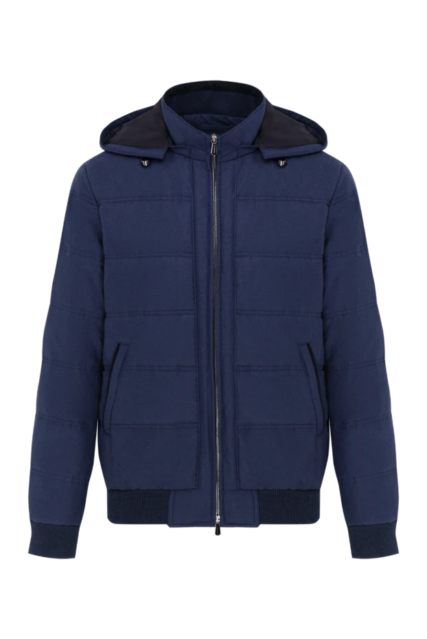 Enrico Mandelli warm jacket with a hood made of silk and cashmere, blue for men 186742 - photo 2