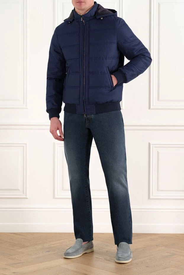 Enrico Mandelli warm jacket with a hood made of silk and cashmere, blue for men 186742 - photo 2