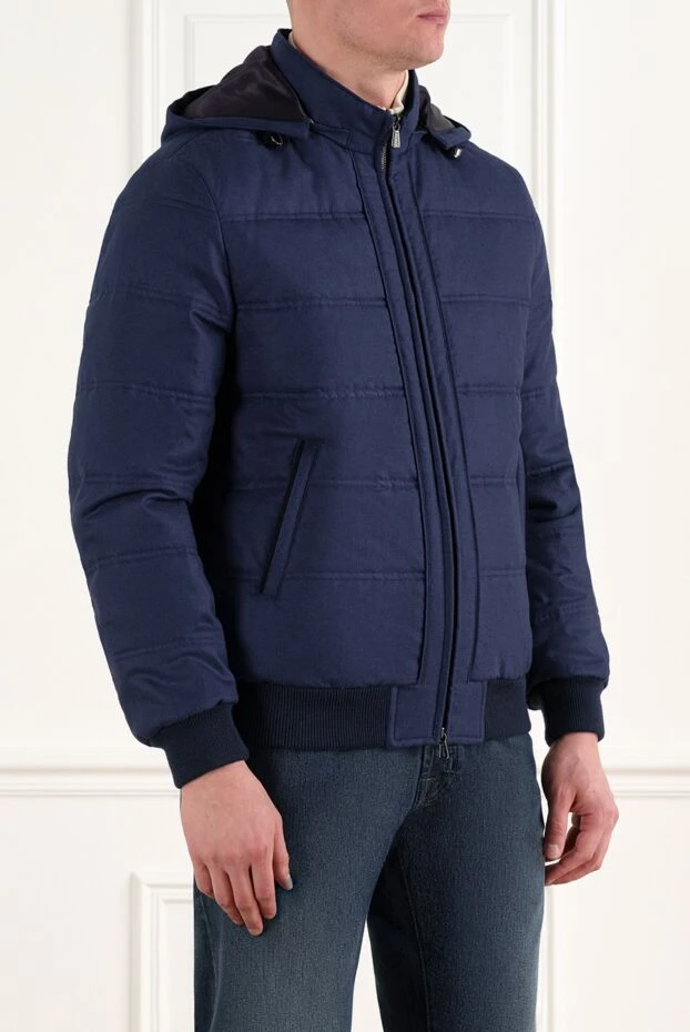 Enrico Mandelli warm jacket with a hood made of silk and cashmere, blue for men 186742 - photo 3