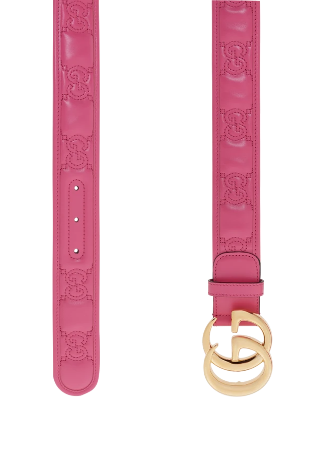 Gucci pink women's belt with gold gg buckle 186749 - photo 3