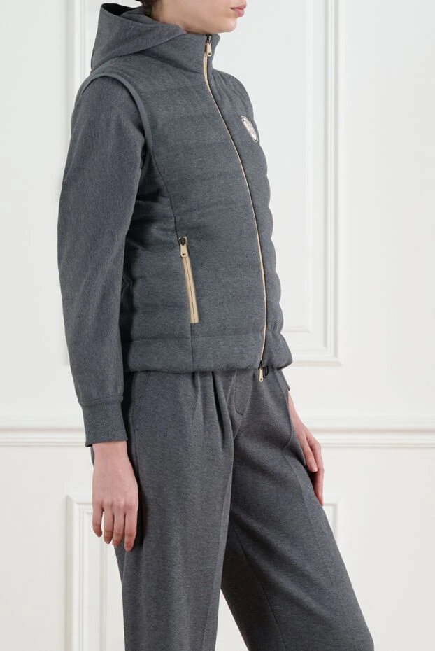 Brunello Cucinelli сірий пуховий жилет з жіночий логотип 186788 - фото 3