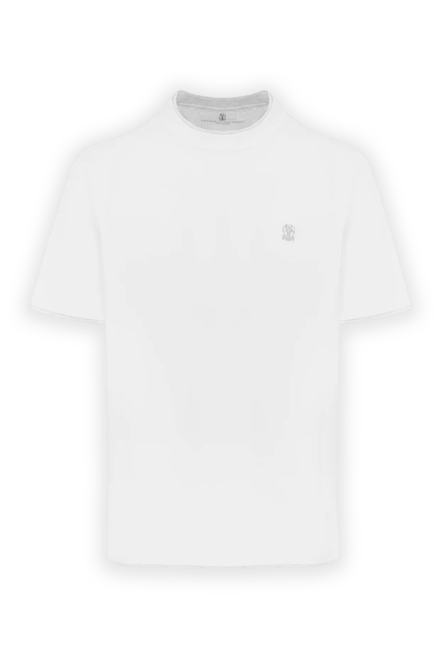 White men's T-shirt with piping and cotton logo