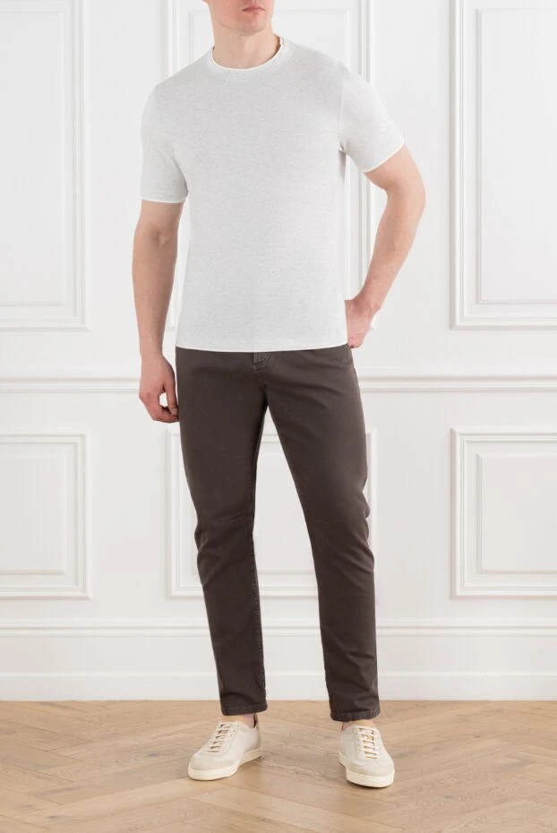 Brunello Cucinelli men's gray cotton t-shirt with edging 186808 - photo 2