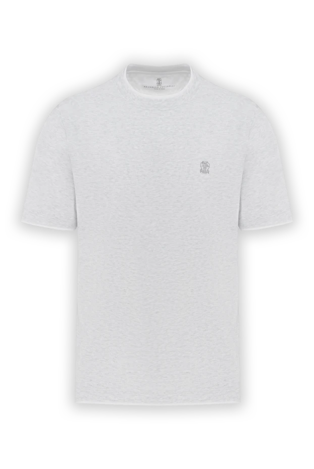 Gray men's T-shirt with edging and cotton logo
