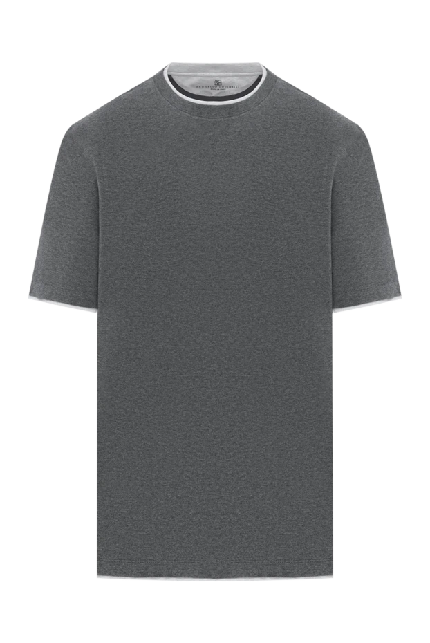 Men's dark gray cotton T-shirt with edging