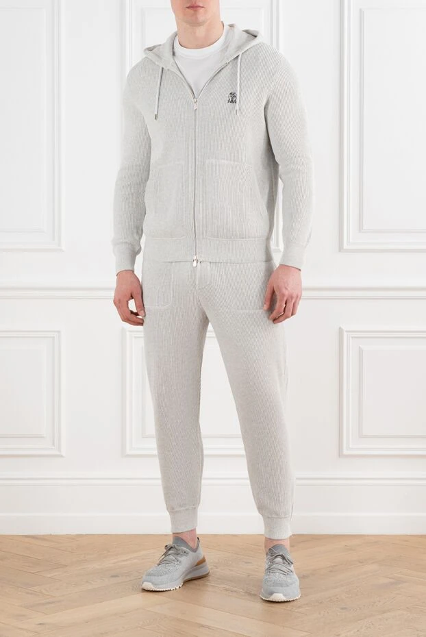 Brunello Cucinelli спортивный костюм бежевый в рубчик с капюшоном 186821 - фото 2