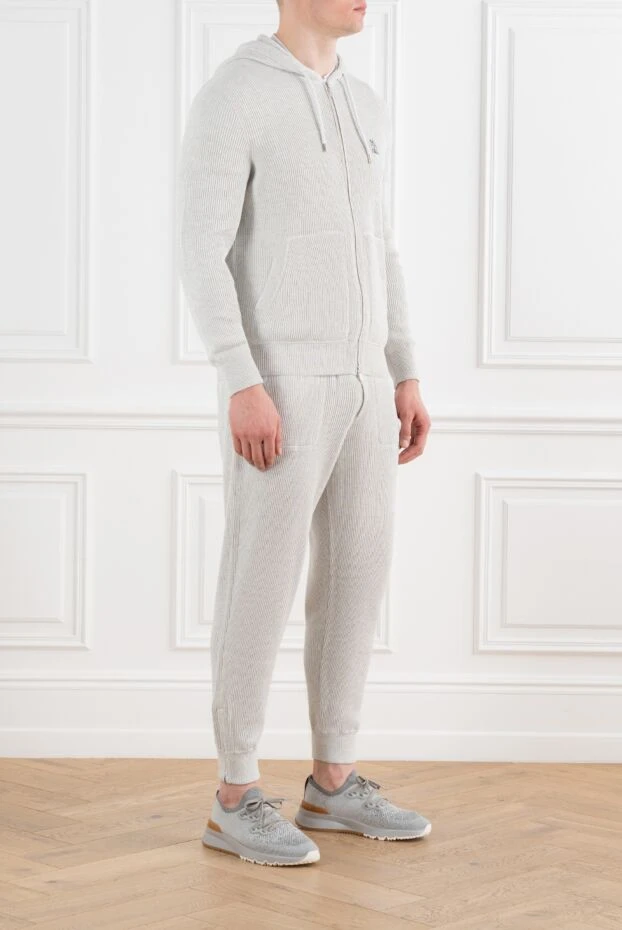 Brunello Cucinelli спортивный костюм бежевый в рубчик с капюшоном 186821 - фото 3