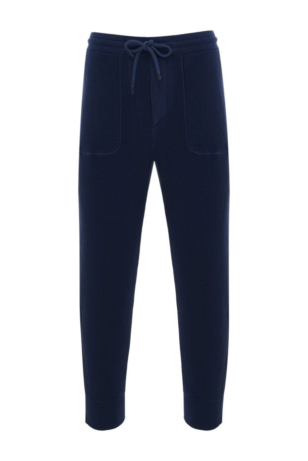 Ribbed cotton joggers for men blue