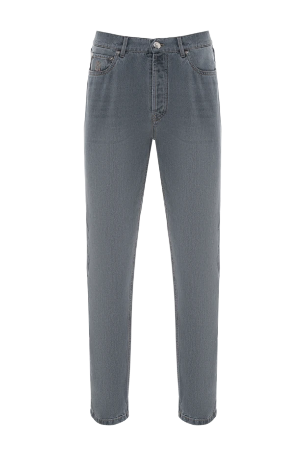 Gray cotton jeans for men with logo