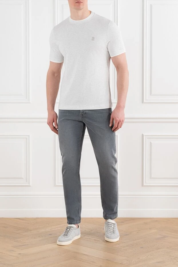 Brunello Cucinelli gray cotton jeans for men with logo 186832 - photo 2