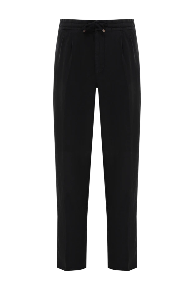 Black linen drawstring trousers