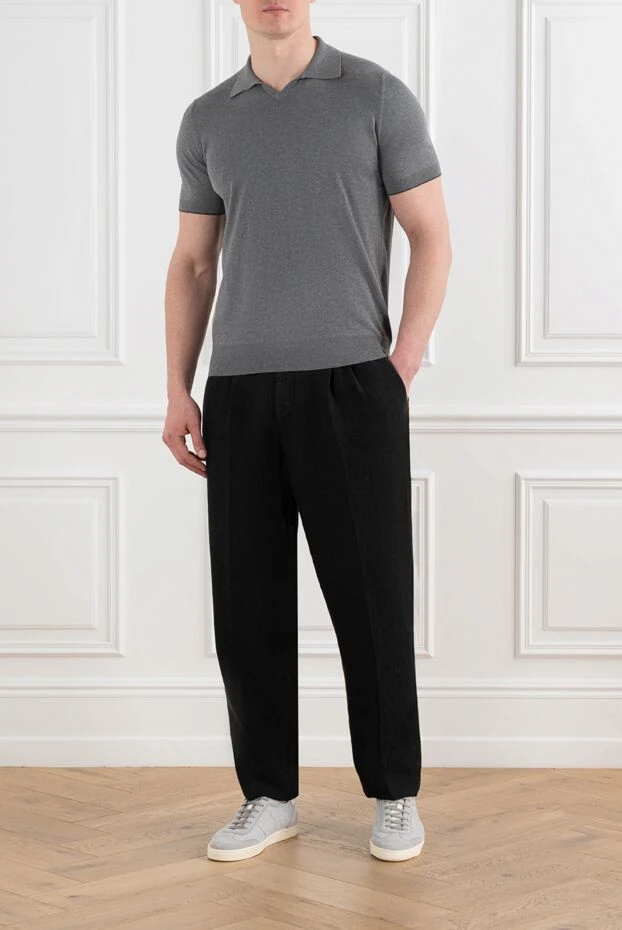 Brunello Cucinelli black linen drawstring trousers 186834 - photo 2